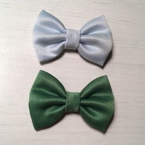 2 Mini Silk Hair Bow Clips